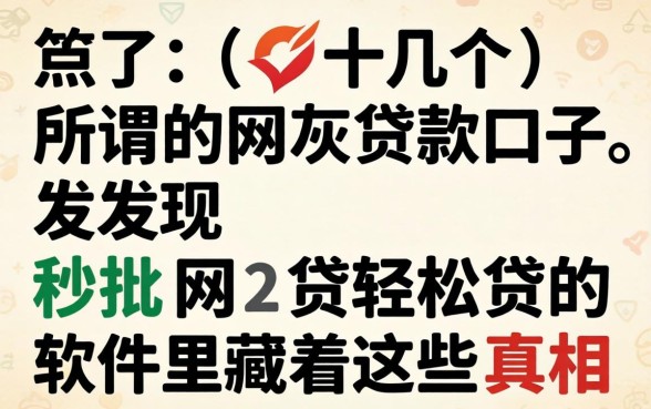 我试了十几个所谓的网灰贷款口子，发现秒批网贷轻松贷的软件里藏着这些真相