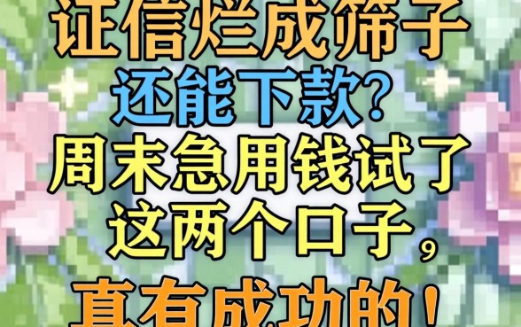 征信烂成筛子还能下款?周末急用钱试了这几个口子,真有成功的!