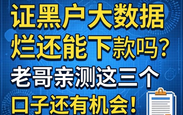 征信黑户大数据烂还能下款吗?老哥亲测这几个口子还有机会!