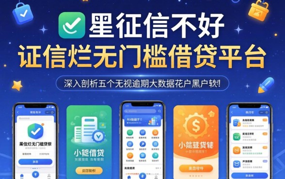 征信黑征信不好征信烂无门槛借钱平台小额贷款，深入剖析五个无视逾期大数据花户黑户软件