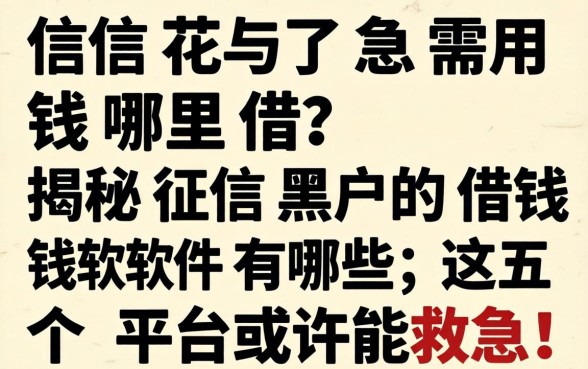 征信花了急需用钱哪里借？揭秘征信黑户的借钱软件有哪些，这五个平台或许能救急！