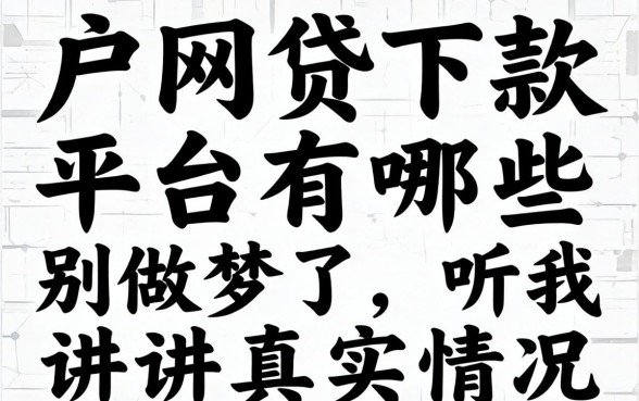 黑户网贷下款平台有哪些?别做梦了,听我讲讲真实情况
