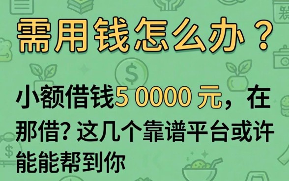 急需用钱怎么办？小额借钱5000元在那借？这几个靠谱平台或许能帮到你