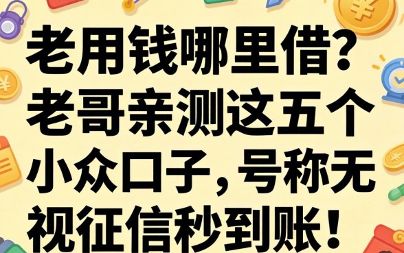 急用钱哪里借？老哥亲测这五个小众口子，号称无视征信秒到账！