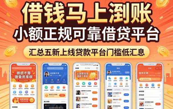 快速借钱马上到账小额正规可靠借钱平台，汇总五个新上线贷款平台门槛低软件
