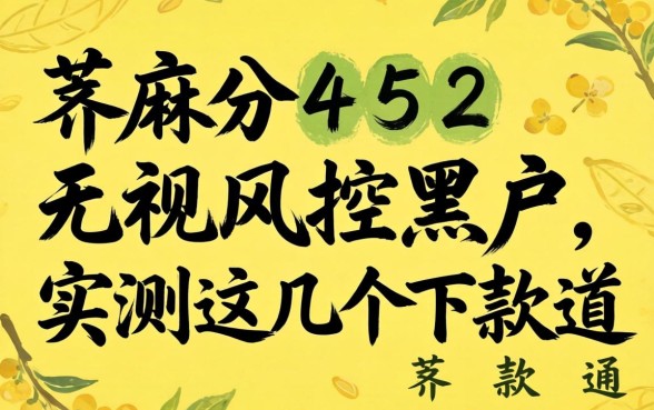 芝麻分452无视风控黑户，实测这几个下款通道