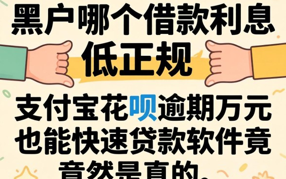 我试了黑户哪个借款利息低正规，发现支付宝花呗逾期万元也能快速贷款软件竟然是真的