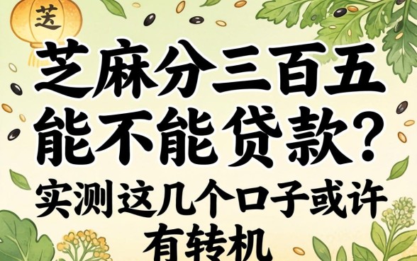 芝麻分三百五能不能贷款？实测这几个口子或许有转机