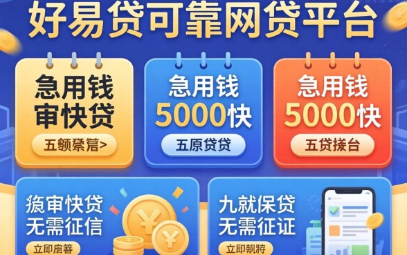 容易下贷的可靠网贷平台，陈列五个急用钱5000快审快贷无需征信平台