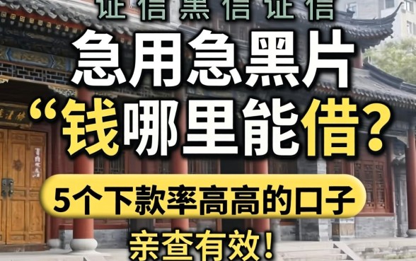 征信黑户急用钱哪里能借？分享5个下款率高的口子，亲测有效！