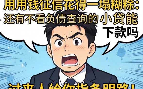 急用钱征信花得一塌糊涂，还有不看负债查询的小贷能下款吗？过来人给你指条明路！