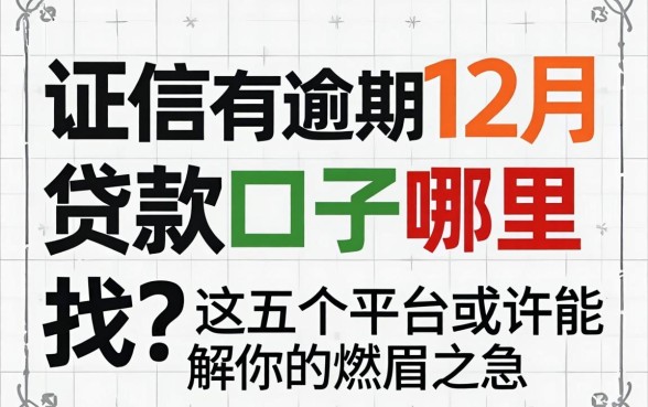 征信有逾期12月贷款口子哪里找？这五个平台或许能解你的燃眉之急