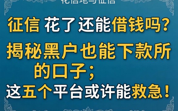 征信花了还能借钱吗？揭秘黑户也能下款的口子，这五个平台或许能救急！