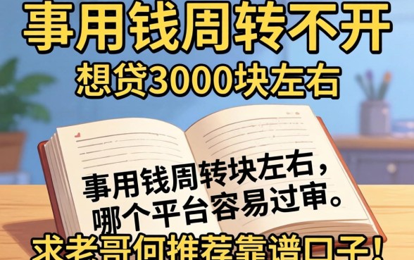 急用钱周转不开,想贷3000块左右哪个平台容易过审?求老哥们推荐靠谱口子!