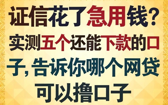 征信花了急用钱?实测五个还能下款的口子,告诉你哪个网贷可以撸口子