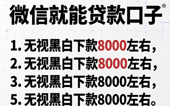 直接用微信就能贷款口子，胪列五个无视黑白下款8000左右的口子