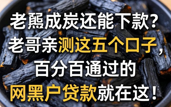 征信黑成炭还能下款？老哥亲测这五个口子，百分百通过的网黑户贷款就在这！