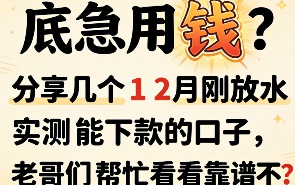 年底急用钱？分享几个12月刚放水实测能下款的口子，老哥们帮忙看看靠谱不？