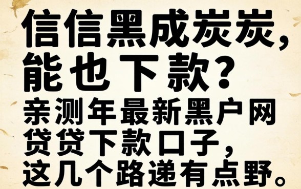 征信黑成炭也能下款？亲测2026年最新黑户网贷下款口子，这几个路子有点野
