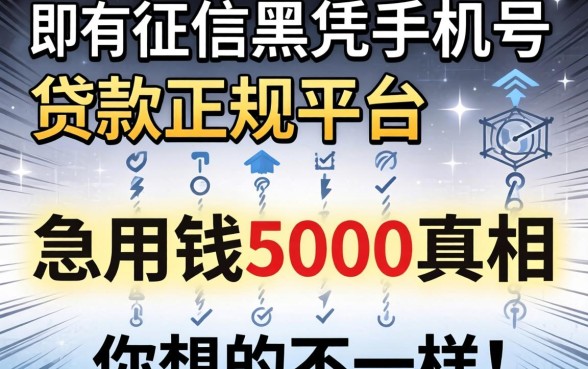 我试了所有征信黑凭手机号贷款的正规平台，发现急用钱5000的真相和你想的不一样