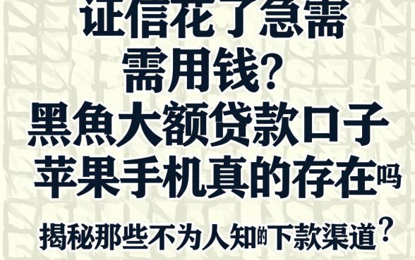 征信花了急需用钱？黑户大额贷款口子苹果手机真的存在吗？揭秘那些不为人知的下款渠道