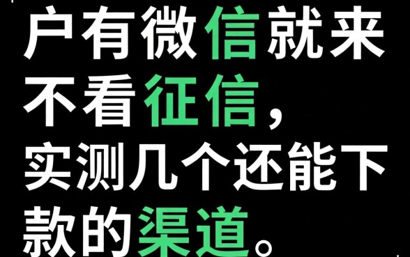 黑户有微信就来不看征信,实测几个还能下款的渠道