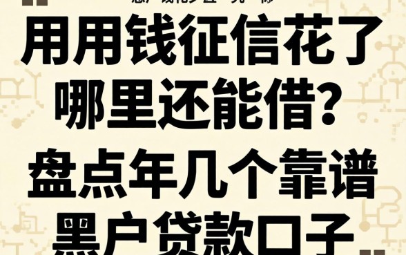急用钱征信花了哪里还能借？盘点2026年几个靠谱的黑户贷款口子