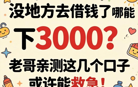 实在没地方去借钱了哪能下3000？老哥亲测这几个口子或许能救急！