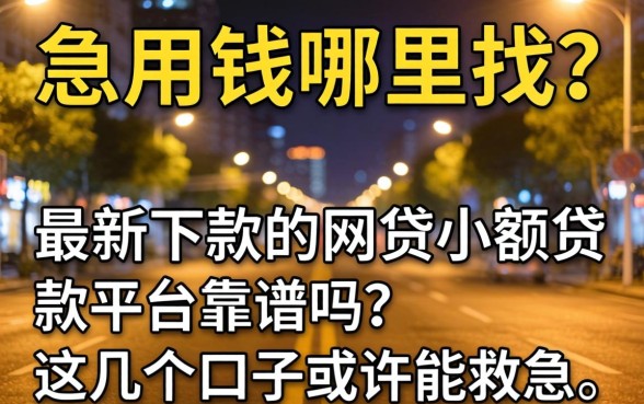 深夜急用钱哪里找？最新下款的网贷小额贷款平台靠谱吗？这几个口子或许能救急