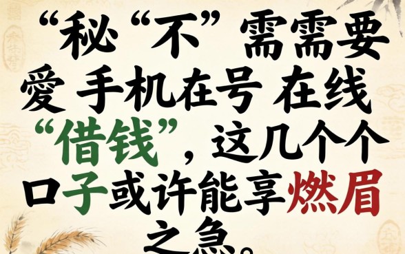 揭秘不需要手机号在线借钱，这几个口子或许能解燃眉之急