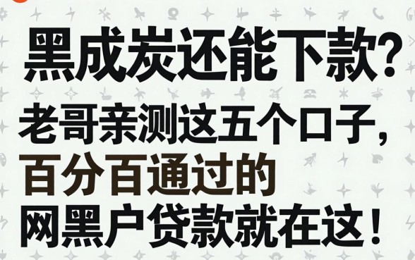 征信黑成炭还能下款？老哥亲测这五个口子，百分百通过的网黑户贷款就在这！