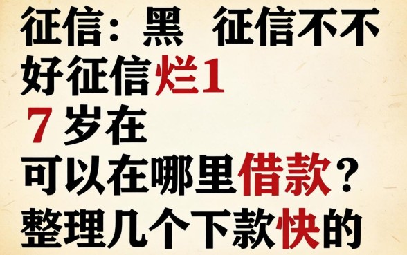 征信黑征信不好征信烂17岁可以在哪里借款？整理几个下款快的