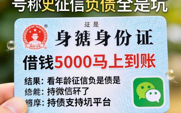 我试了那些号称根据身份证借钱5000马上到账支持微信的平台，结果不看年龄征信负债全是坑