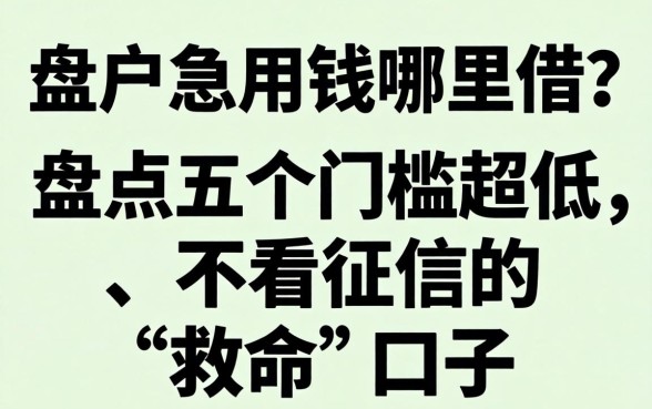 黑户急用钱哪里借？盘点五个门槛超低、不看征信的“救命”口子