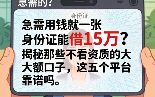 真的假的？急需用钱就一张身份证能借15万？揭秘那些不看资质的大额口子，这五个平台靠谱吗？