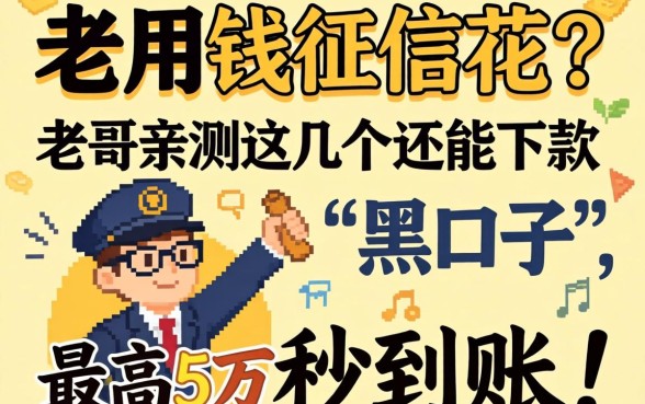 急用钱征信花？老哥亲测这几个还能下款的“黑口子”，最高5万秒到账！
