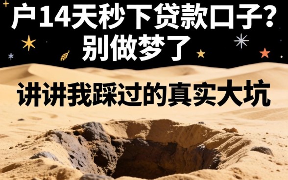 黑户14天秒下贷款口子？别做梦了，讲讲我踩过的真实大坑