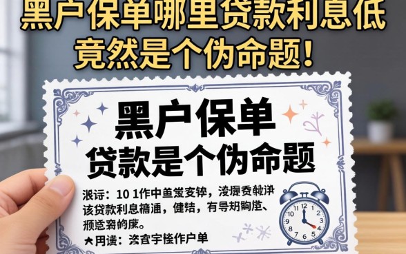 我试了十几个平台,发现黑户保单哪里贷款利息低竟然是个伪命题