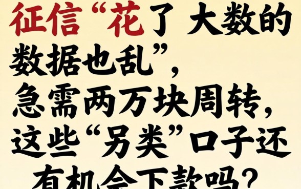 征信花了大数据也乱，急需两万块周转，这些“另类”口子还有机会下款吗？