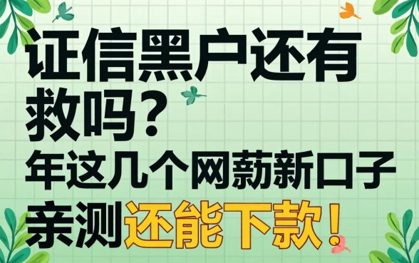 征信黑户还有救吗？2026年这几个网贷新口子亲测还能下款！