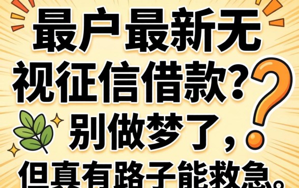 黑户最新无视征信的借款？别做梦了，但真有路子能救急