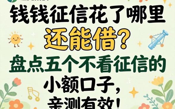 急需用钱征信花了哪里还能借？盘点五个不看征信的小额口子，亲测有效！