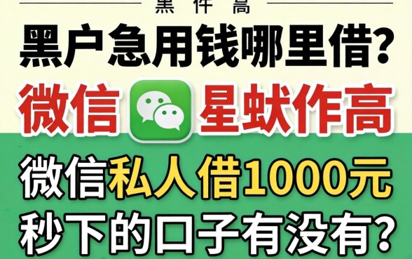 黑户急用钱哪里借？微信私人借1000元秒下的口子有没有？