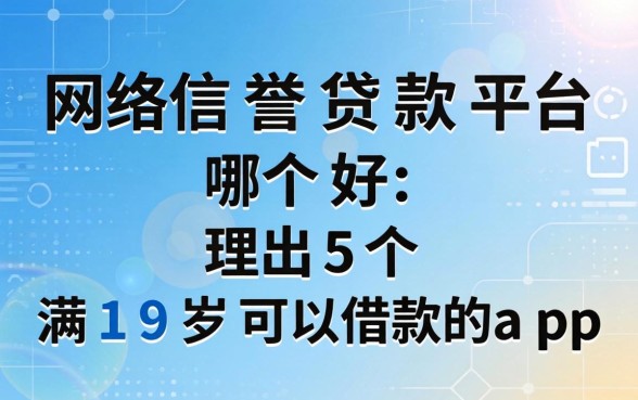 网络信誉贷款平台哪个好，理出5个满19岁可以借款的app