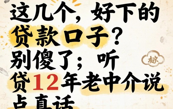求几个好下的贷款口子？别傻了，听12年老中介说点真话