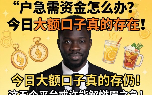 黑户急需资金怎么办?今日大额口子真的存在吗?这五个平台或许能解燃眉之急!