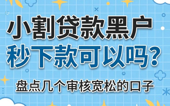 小额贷款黑户秒下款可以吗？盘点几个审核宽松的口子