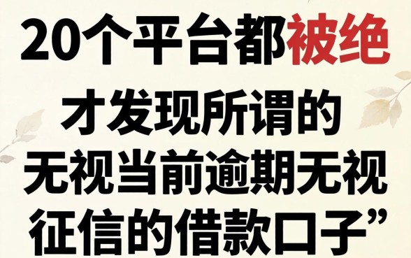 我试了20个平台都被拒，才发现所谓的“无视当前逾期无视征信的借款口子”根本不是你想的那样