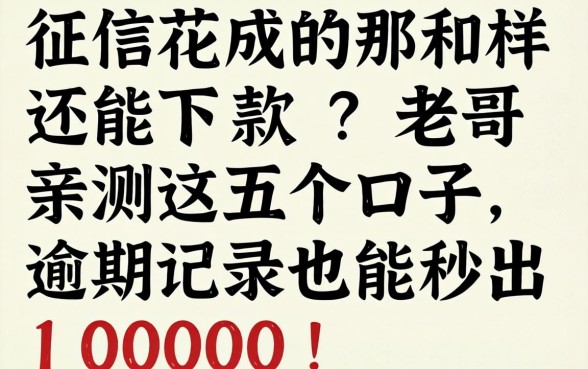 征信花成那样还能下款？老哥亲测这五个口子，逾期记录也能秒出10000！