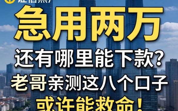 征信黑户急用两万,还有哪里能下款?老哥亲测这几个口子或许能救命!